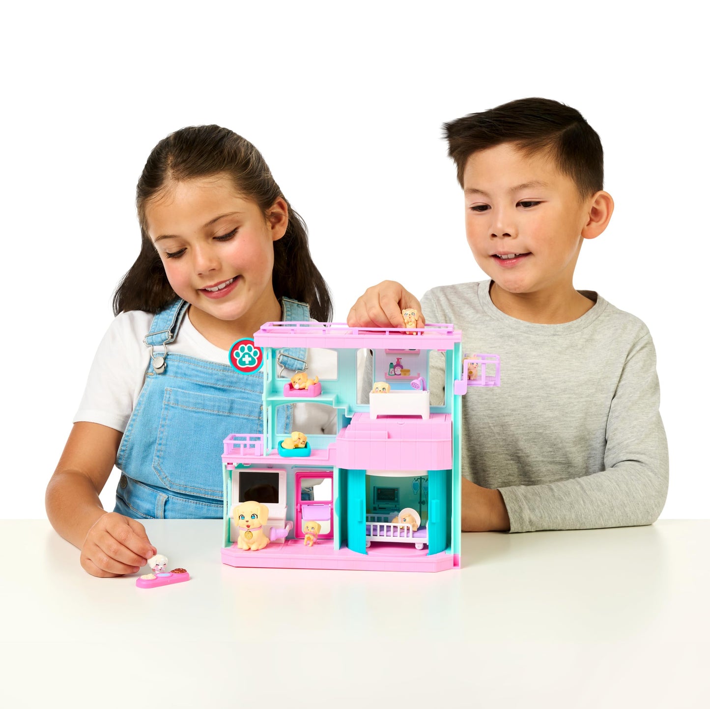 Little Live Pets Mama Surprise Families Pet Vet Playset  Baby Care Clinic Animal Hospital Play Set  3 Puppies  Accessories  Vet Toy Gifts for Kids 5+