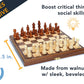 We Games Wooden Chess Set, Foldable Chess Board With Wooden Staunton Chess Pieces, Educational Game For Kids Portable Chess Set With Storage Space, Hand Crafted Walnut Veneer Wooden Board