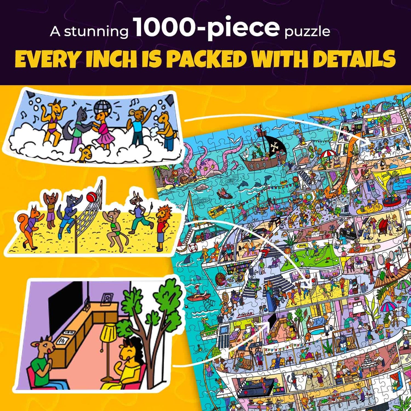 QUOKKA 1000 Piece Jigsaw Puzzle - Cruise Vistas, Scenic Animal Design, Premium Box for Relaxation & Creativity, Perfect Gift