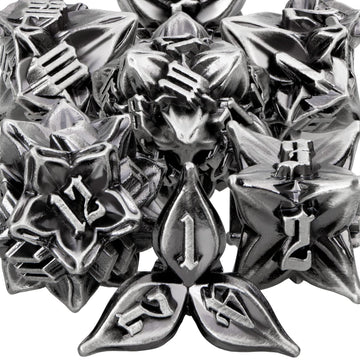 Aruohha Dnd Metal Dice Set Leaf Design Polyhedral Dice With Box, 7Pcs D And D Dice Rpg Role Playing Games D20 D12 D10 D8 D6