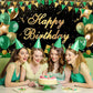 Avezano Green Happy Birthday Banner Green Gold Black Happy Birthday Backdrop Glitter Bday Party Decorations for Women 6 x 3.6 ft
