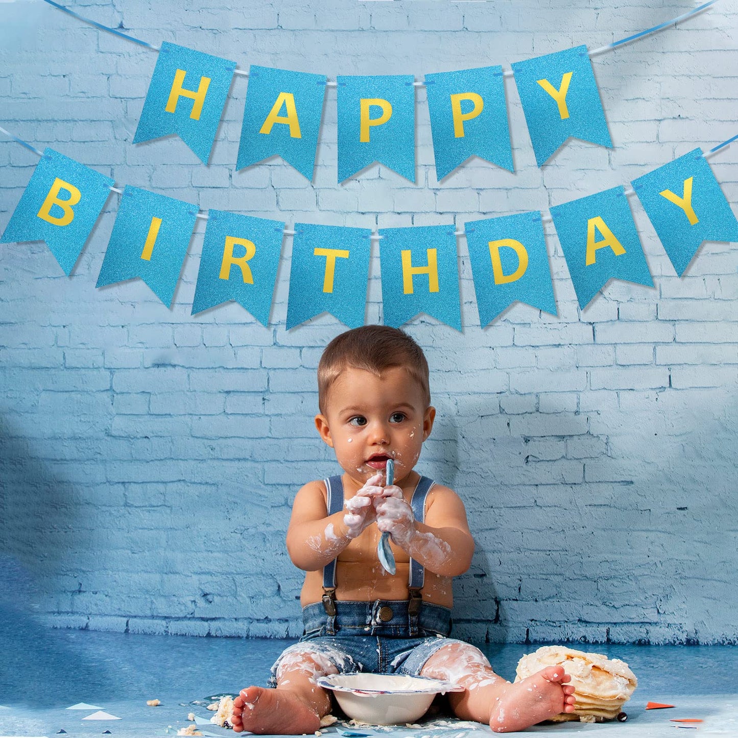 Clabby Happy Birthday Banner Shiny Happy Birthday Sign Happy Birthday Bunting With Shiny Letters For Birthday Party Decoration S