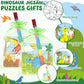 Fullhawl 12 Sets Dinosaur Puzzles for Dinosaur Theme Color Your Own Puzzles DIY Dino Jigsaw Crafts with 12 Stackable Crayons and 12 Bags for Tropical Jungle Gifts Birthday Party Supplies Favors
