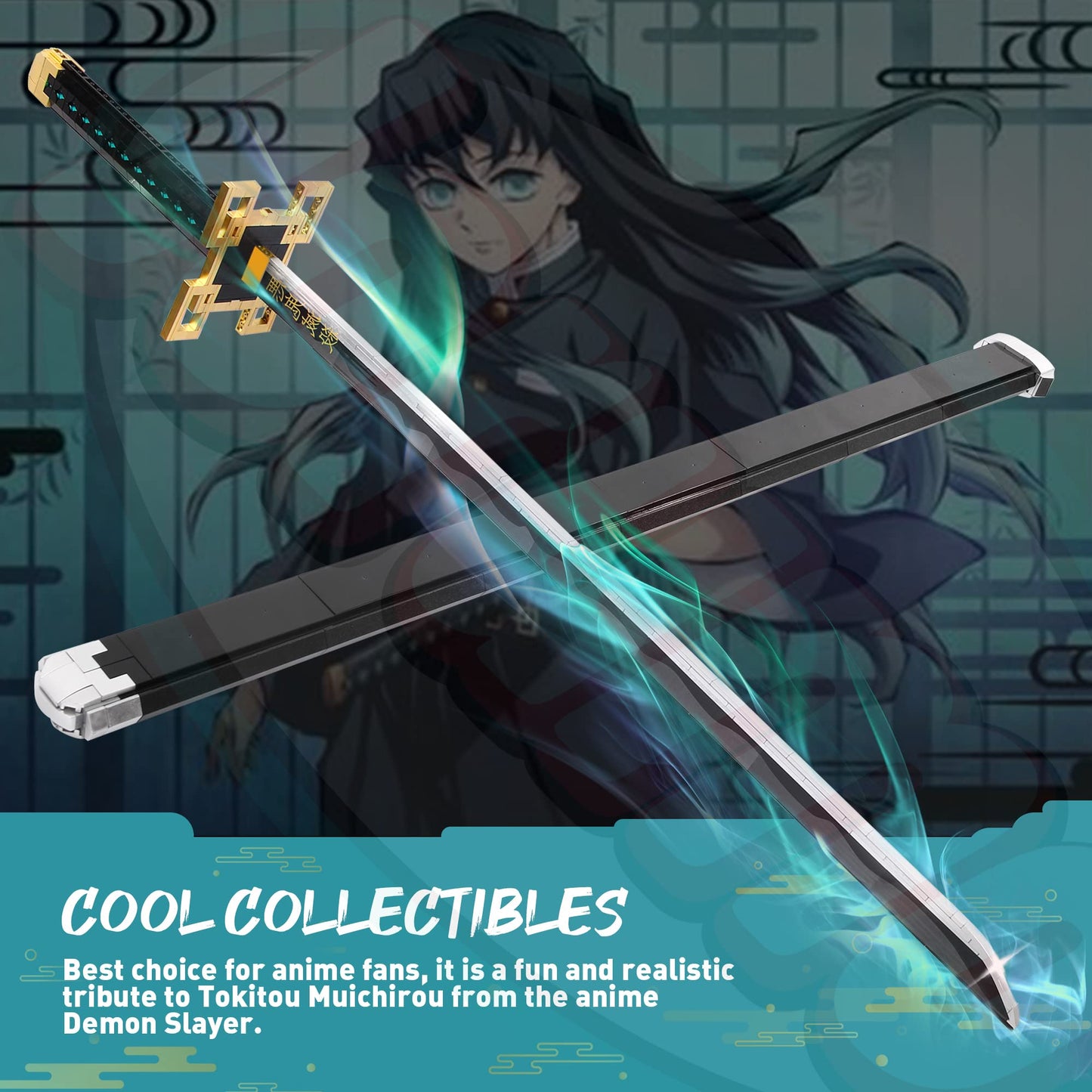 Jorumo decorative replica blades Building Sets for mature-themeds and Kids  40in Tokitou Muichirou decorative replica blade Building with Scabbard and Stand  Anime decorative replica blade Building Toy Katana Gift  771 Pcs