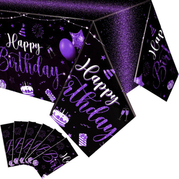 Tudomro Happy Birthday Tablecloths Happy Birthday Decorations Plastic Table Cover Rectangular Cloths For Women Men Baby Shower B