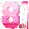 Number 1 Pinata First Birthday Pinata Decorations Gradient Pink Pinata With Stick Blindfold Confetti For Girls Boys Birthday (Number 8)