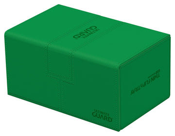Ultimate Guard Twin Flip'N'Tray 160+, Deck Case For 160 Double-Sleeved Tcg Cards + Dice Tray, Green, Independent Magnetic Closur