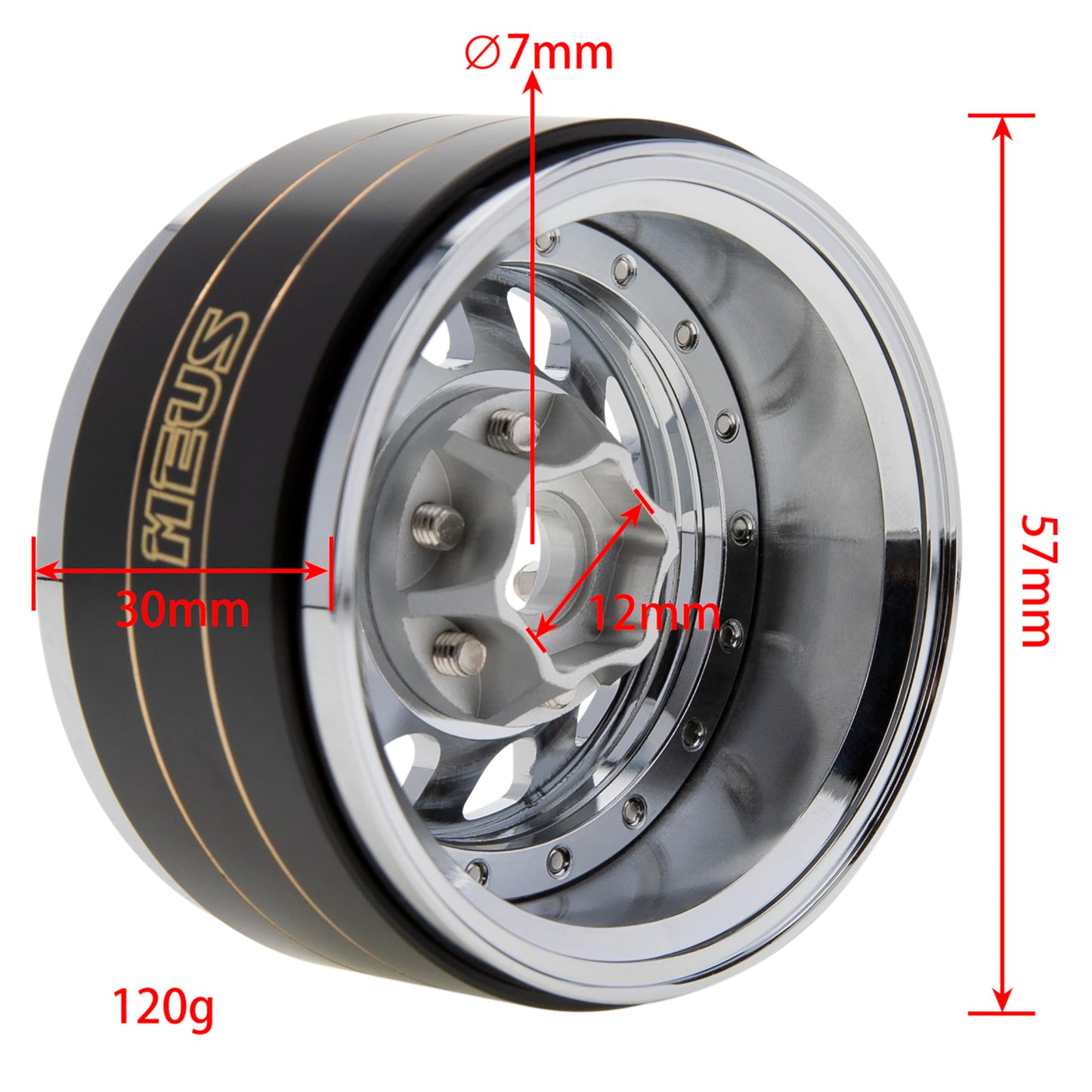 Meus Racing 1.9'' Beadlock Wheels Rims, 120.5G Brass & Aluminum Deep-Dish Wheels For 1/10 Rc Crawler Scx10 Trx4 Vs4-10 Gen8 (D-S