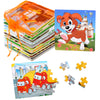 Sannix 12 Pack Wooden Jigsaw Puzzles For Toddlers 3 4 5 Years Old, Party Favors Animals Jigsaw For Kids, Transportation Educatio