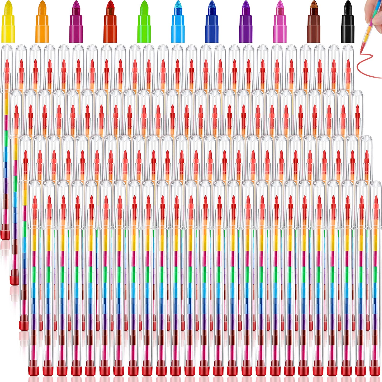 Stackable Colored Crayons Pencils, 11 Interchangeable Colors Mini ...