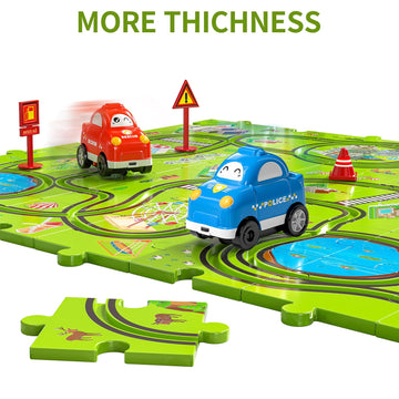 Temi 64 Pieces Puzzle Race Tracks Car Set Toys For Kids Ages 3-5 - Toddler Toys Gifts For 3 4 5 Year Old Boys, Puzzle Tracks Car Toys For Boys Ages 3-5 4-6, 3 4 5 6 Year Old Boys Birthday Gifts