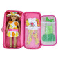 ZITA ELEMENT 18 Inch Doll Travel Carrier Case - Pink Nylon Crossbody Bag with Multi-Pockets and Storage Closet for Doll Accessories