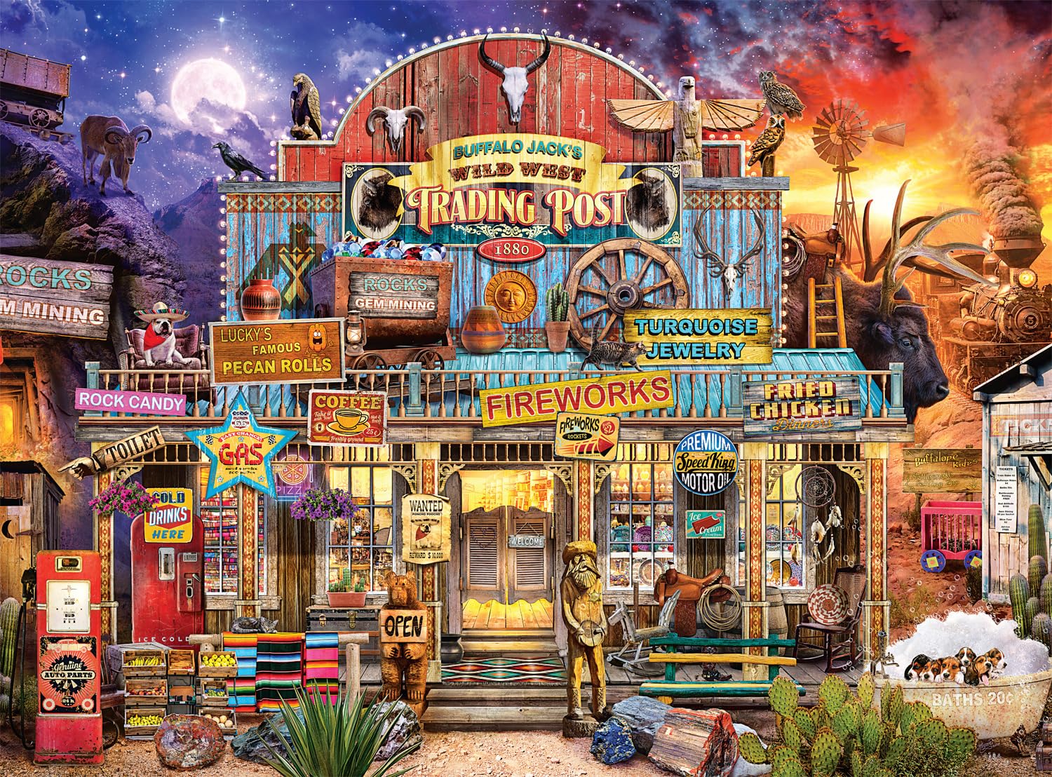 Buffalo Games - Jeff Haynie - Wild West Trading Post - 1000 Piece Jigsaw Puzzle for mature-themeds Challenging Puzzle Perfect for Game Nights - Finished Puzzle Size is 26.75 x 19.75