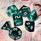 Galaxy Dice Set| Dark Green Mix Cyan Crystal DND Dice Set for Board Game