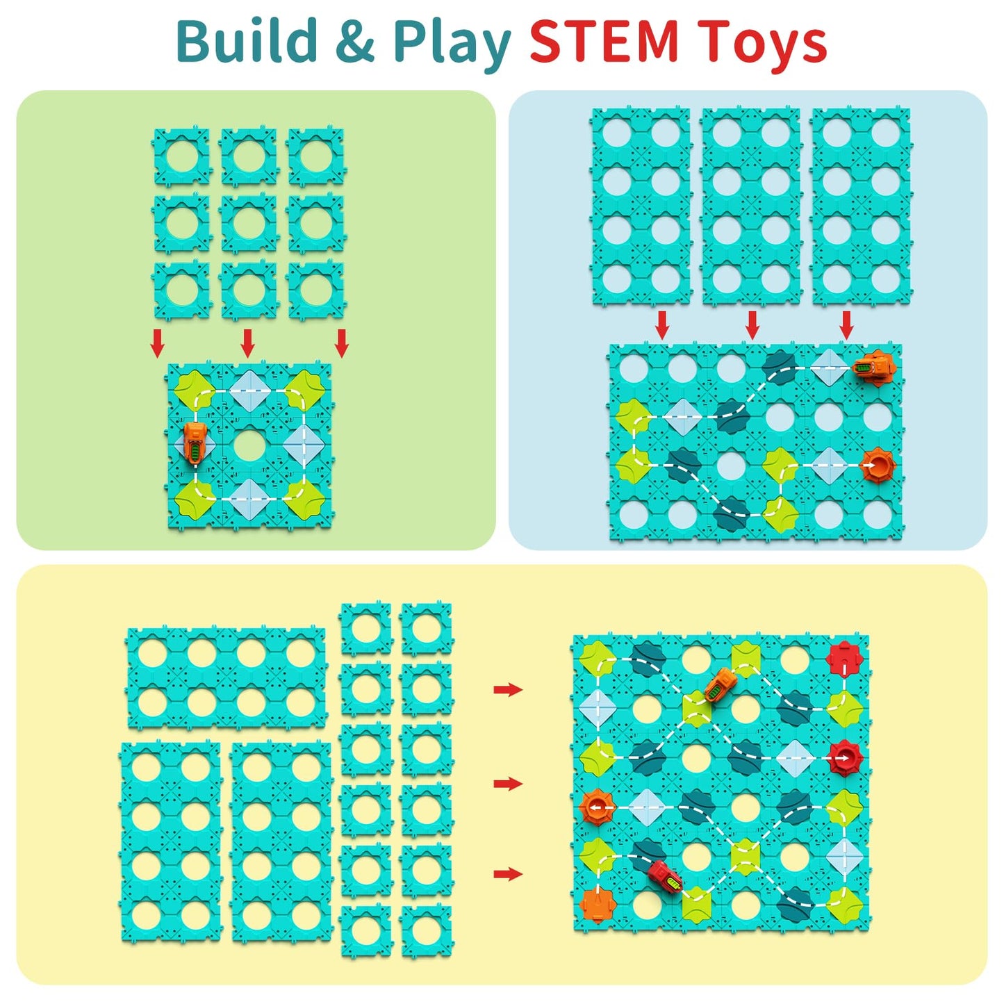 Stem Toys For Kids Ages 4-8, Expandable Educational Building Track With 2 Motor Car – Montessori Preschool Learning Toys, Creative Road Constructor Games Gift For Boys & Girls