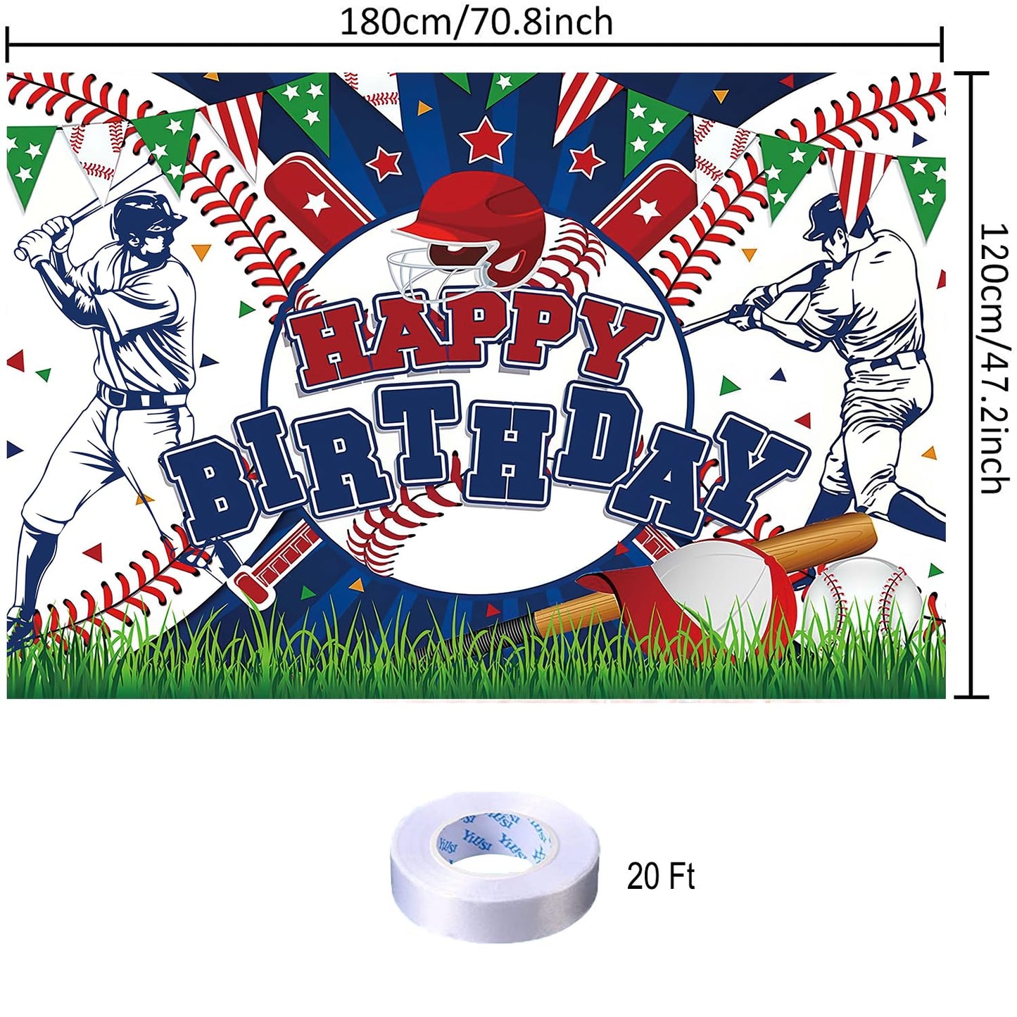 Baseball Birthday Party Backdrop Baseball Themed Happy Birthday Banner Photography Background for Boys Kids Teens Party Supplies