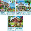 Bits And Pieces - Value Set Of Three (3) 300 Piece Jigsaw Puzzles For Adults - Measures 18' X 24' - 300 Pc Vibrant Blooming Branch House Countryside Comfort Flowers Summer Jigsaws By Artist Alan Giana