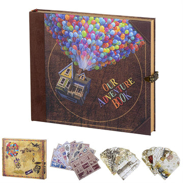 Linkedwin Adventure Book Travel Keepsake Journal - Vintage Scrapbook, Retro Style For Travel, Retirement, Anniversary, Guestbook