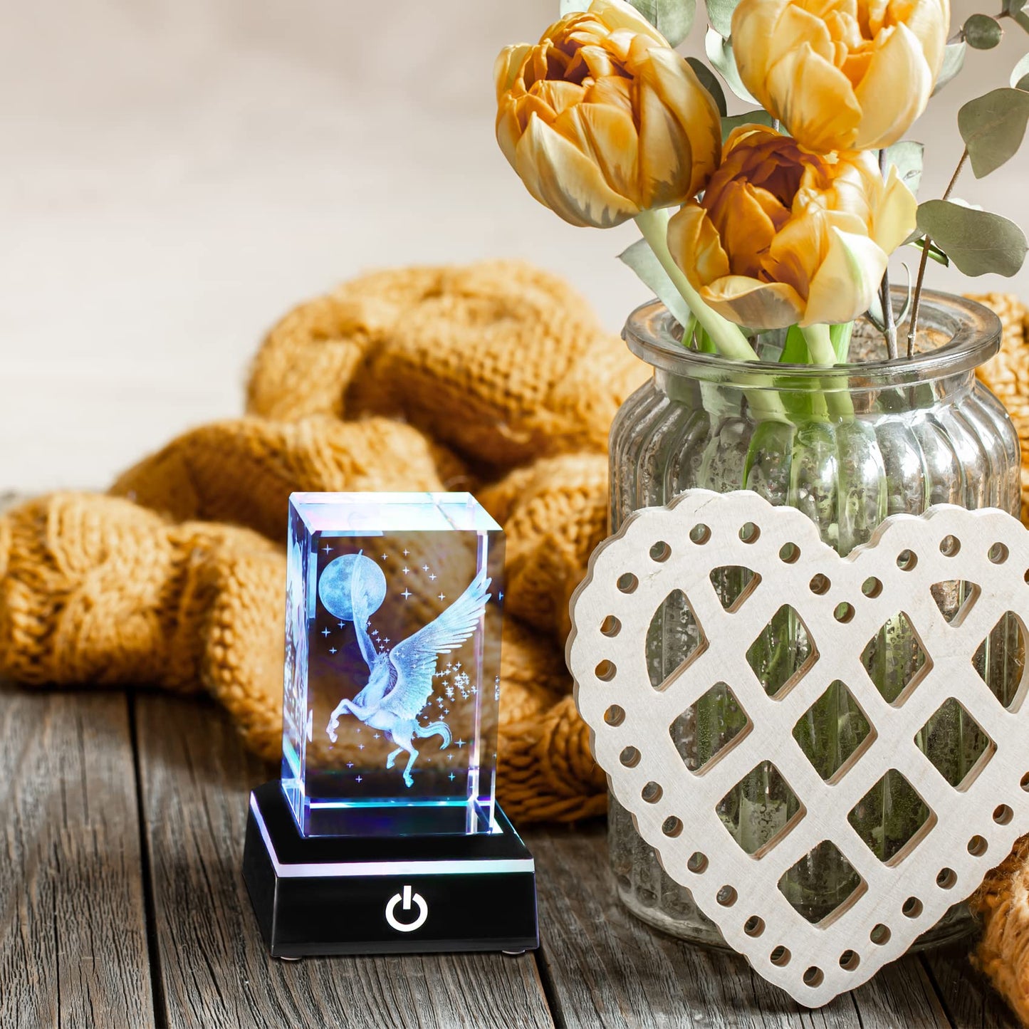 YWHL Unicorn Gifts for mature-themed Women  3D Crystal Unicorn Figurines with Light Base for Girls  Birthday &  Home Decor Collection