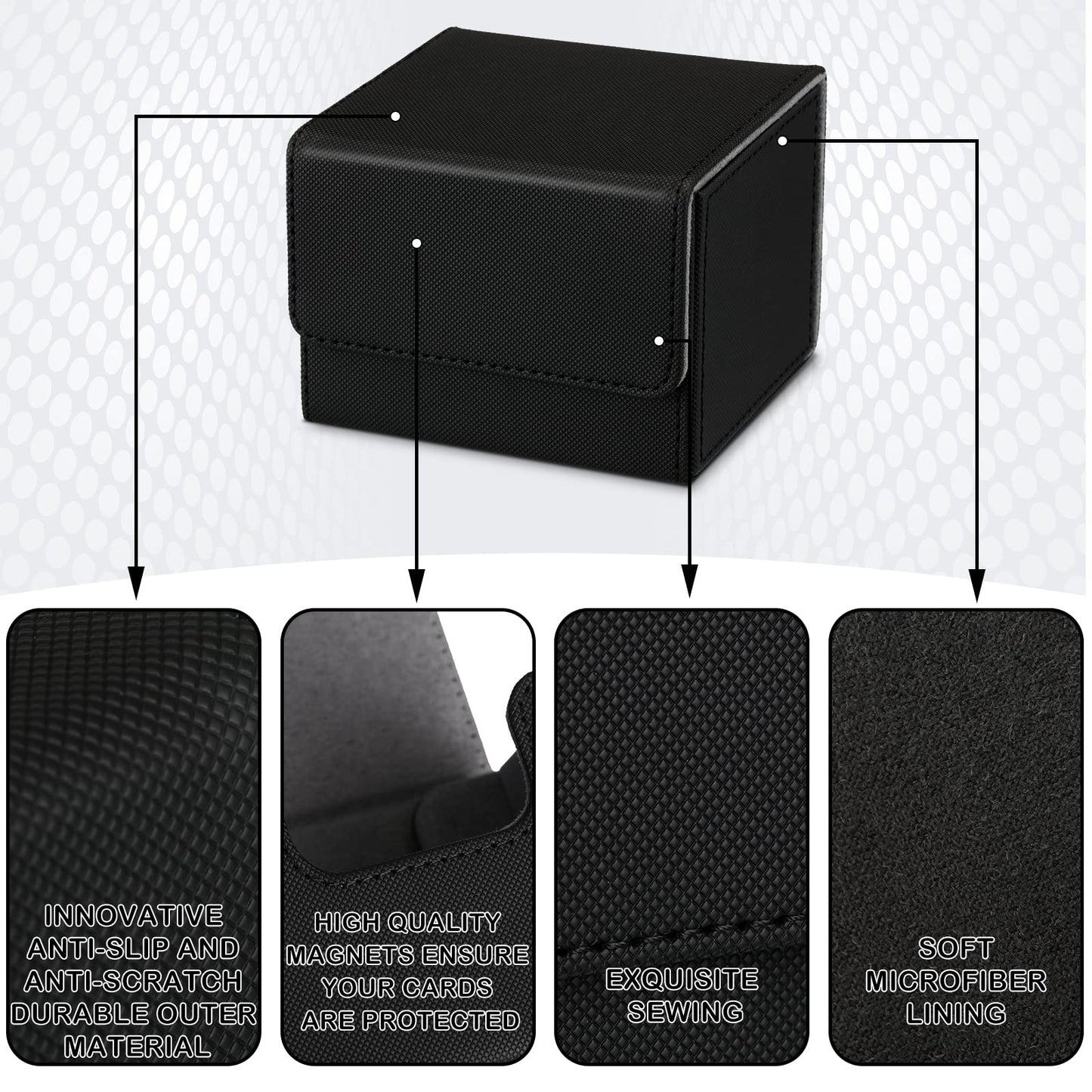 Weewooday 2 Boxes Leather Deck Card Boxes Large Size Fit 100 Plus Sleeved Cards Deck Game Box For Collectible Cards Deck Playing