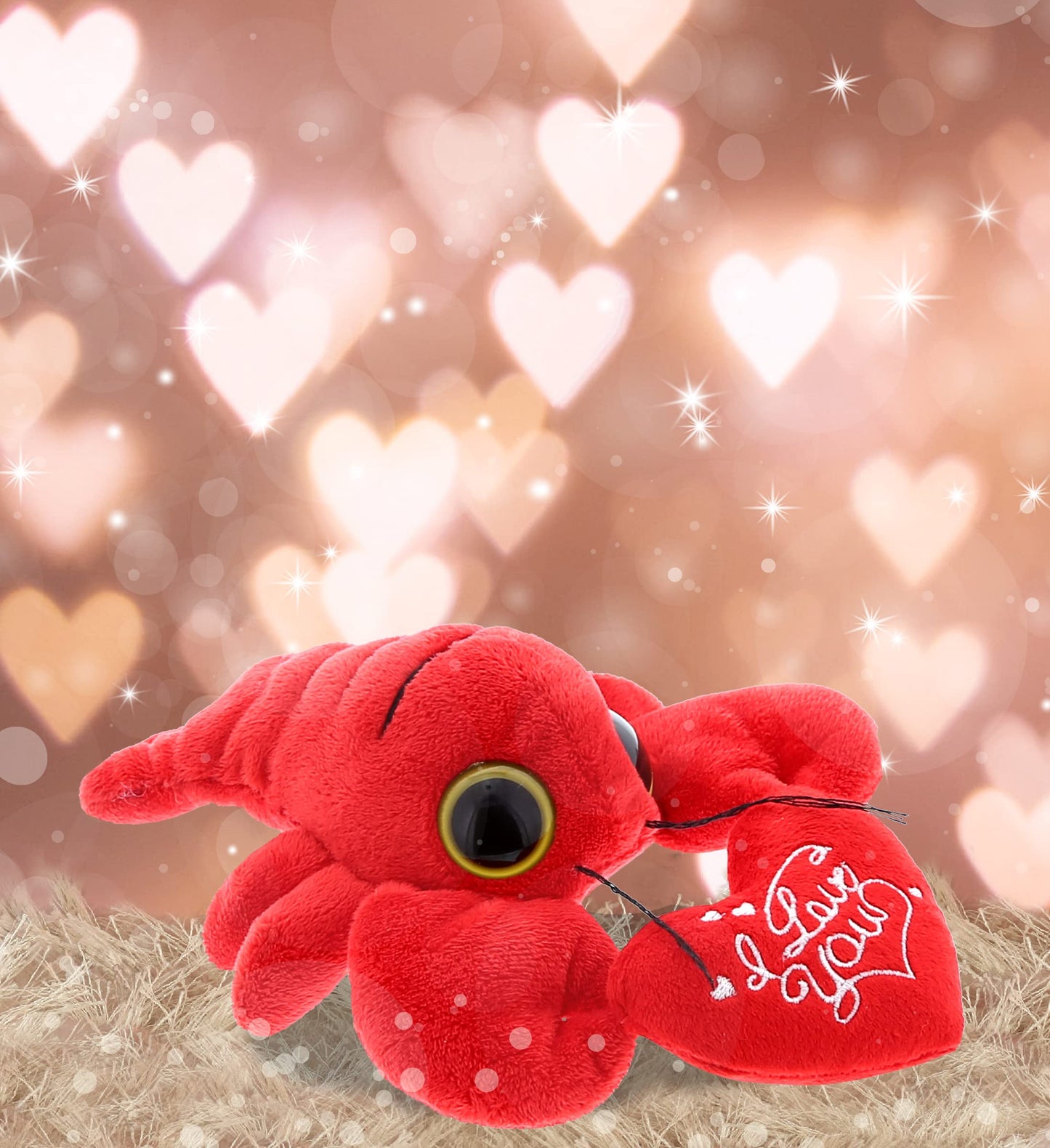 Dollibu I Love You Valentine Plush Big Eye Red Lobster - Cute Stuffed Animal With Red Heart And Name Personalization Gift For Valentines Day, Birthday, Anniversary, Romantic Date - 6 Inches