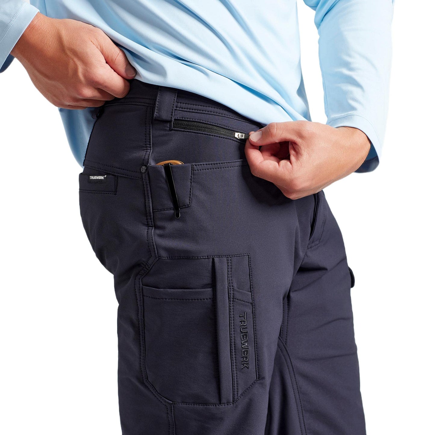 TRUEWERK Mens Work Pants - T2 WerkPant Technical Workwear, 30W X 32L Navy