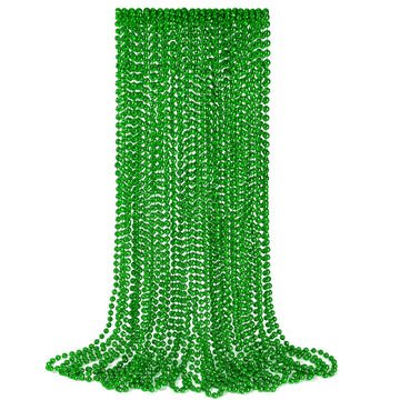 YAXINRUI 24 PCS St. Patricks Day Necklaces, Green Mardi Gras Christmas Bead Necklaces, 33'' St. Patrick's Day Green Beads St. Pa