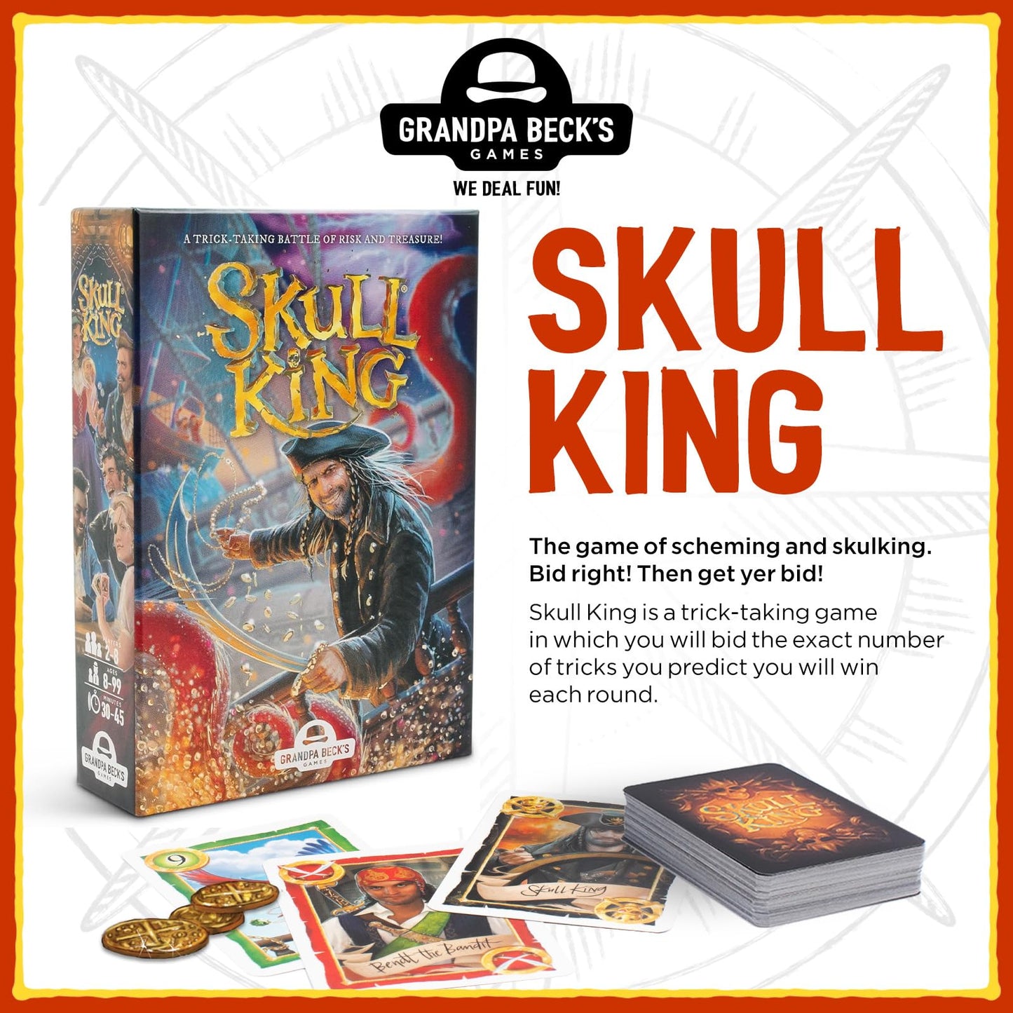 Grandpa Becks Games Skull King - The Ultimate Pirate Trick Taking Card Game | Fun Strategy Game for Friends, Family, Game Night