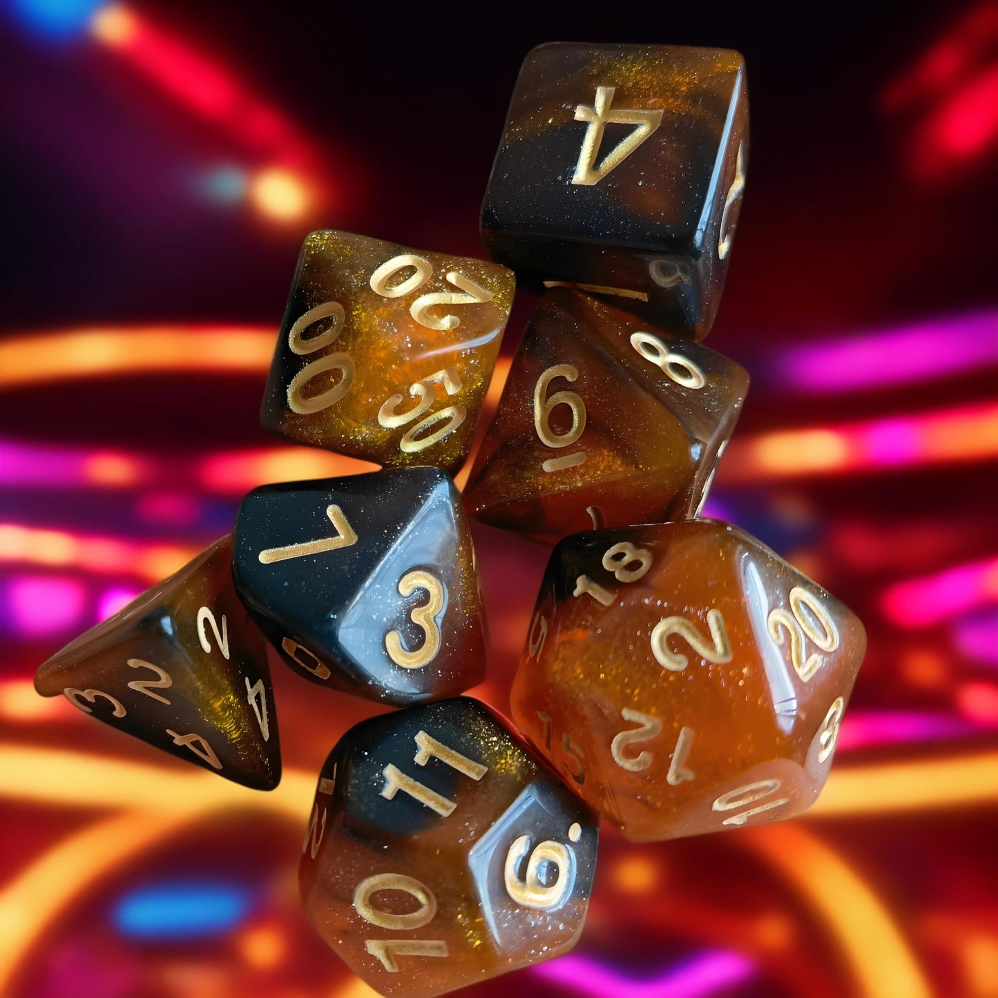 Aorzov Polyhedral Dice Set, 7 Pcs Dice Kit Of D4 D6 D8 D10 D% D12 D20 Compatible With Dungeons And Dragons Dnd Ttrpg Mtg Table R