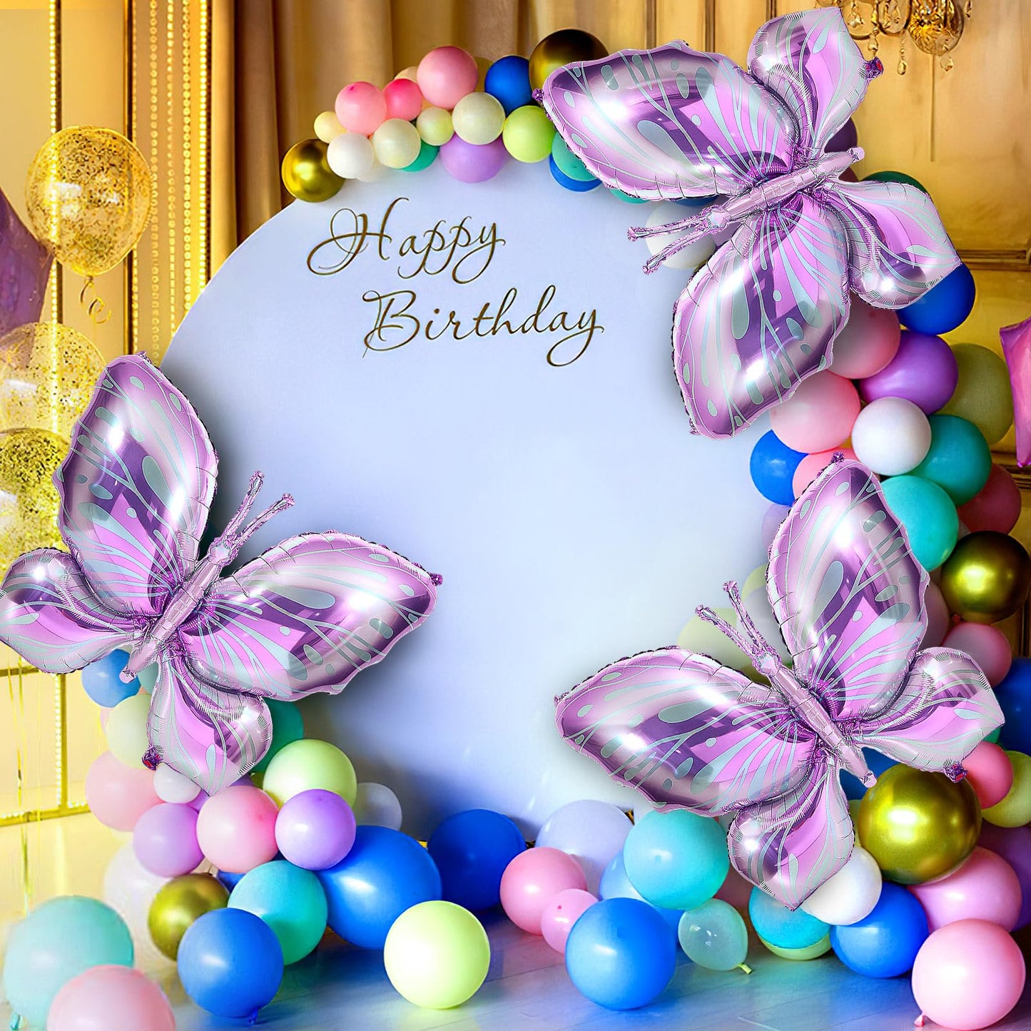 NOVWANG Butterfly Balloons, 10 Pcs 40 Inch Purple Pink Butterfly Foil Mylar Balloons Favors Butterfly Themed Party Wedding Birth