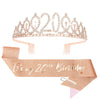CIEHER 20th Birthday Crown and Sash for Girls, It s My 20 Bday Sash, 20th Birthday Decorations Rose Gold