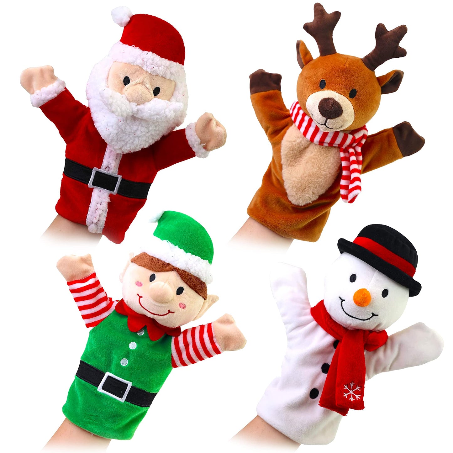 PLUSHIBLE BRIDGING MILES WITH SMILES Christmas Hand Puppets for Toddlers 1-3, Kids and Baby - Soft Plush Toys - Fits Small & Lar