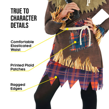 Morph Kids Scarecrow Costume For Girls - Scarecrow Costume Kids Girls - Little Girls Scarecrow Costume - Girls Creepy Scarecrow Costume M