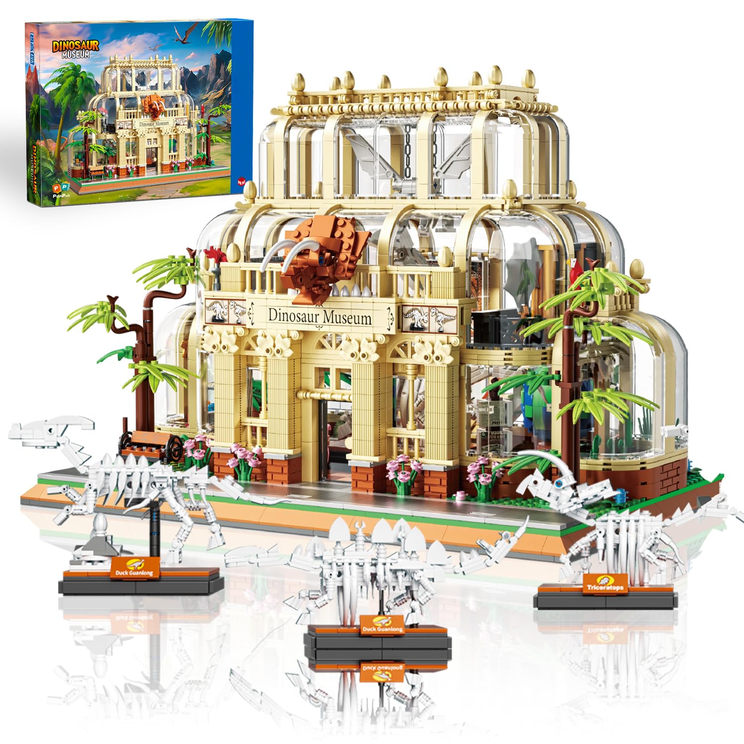 Bricktribe Mini Building Set For Adults Dinosaur Museum Toy With Led Light, Jurassic World Dino Fossils Building Block Kit, Arch