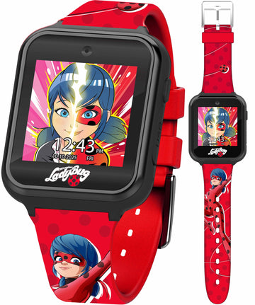Miraculous Kids Interactive Smartwatch – Touchscreen Watch 10 Changeable Faces, Step Counter, Games, Selfie Cam, Alarm & Timer, Durable Silicone Straps – Fits Wrists 5.5'-8.0'