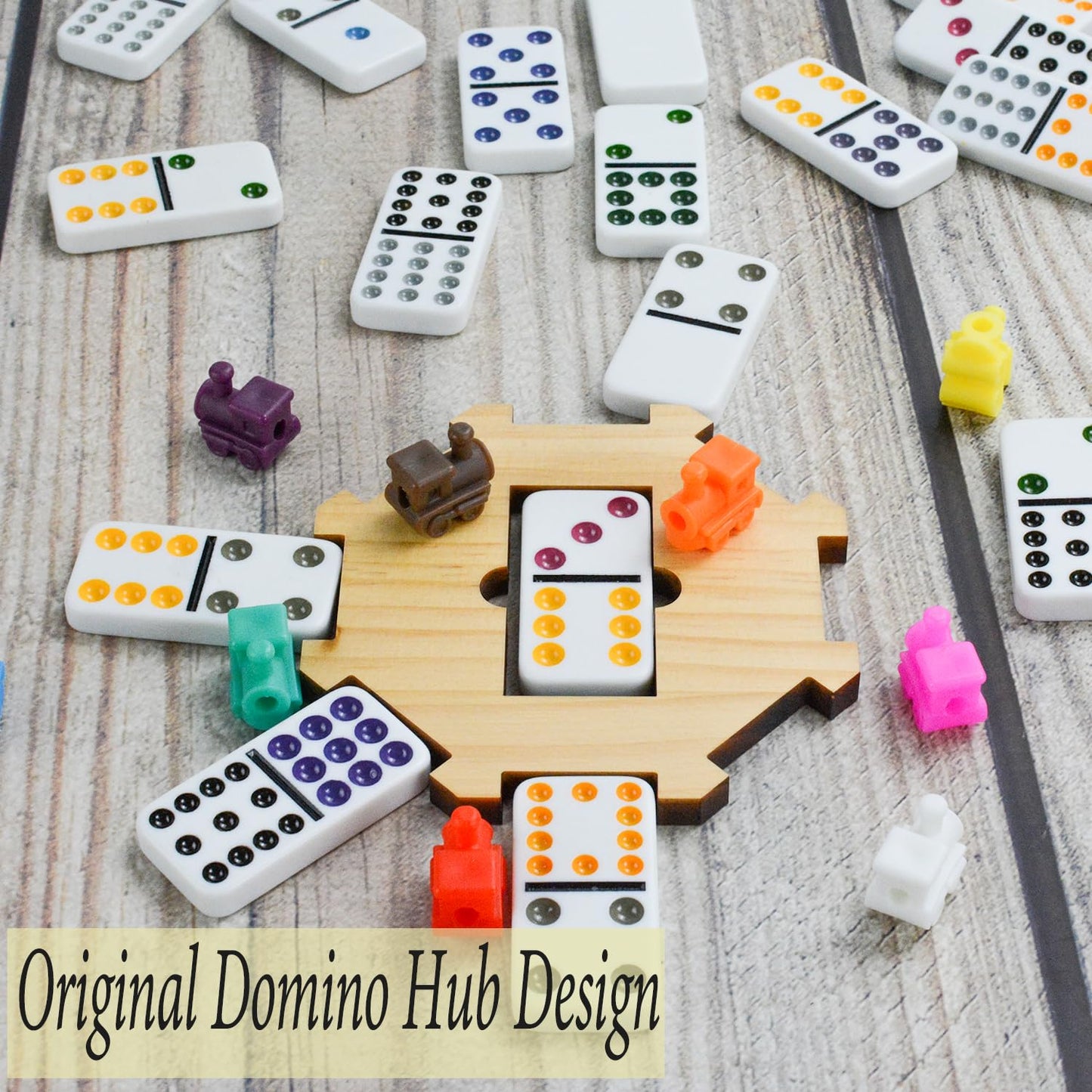 Bucher&Rossini Mexican Train Dominoes Set Double 15, 136 Colored Dot Tiles With Hard Eva Carry Case For Kids & Adults Dominoes Board Game