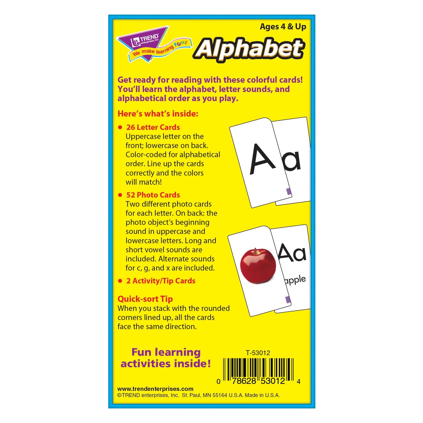 Trend Enterprises: Alphabet Skill Drill Flash Cards, Content-Rich Self-Checking Cards To Practice And Master, Great For Skill Bu