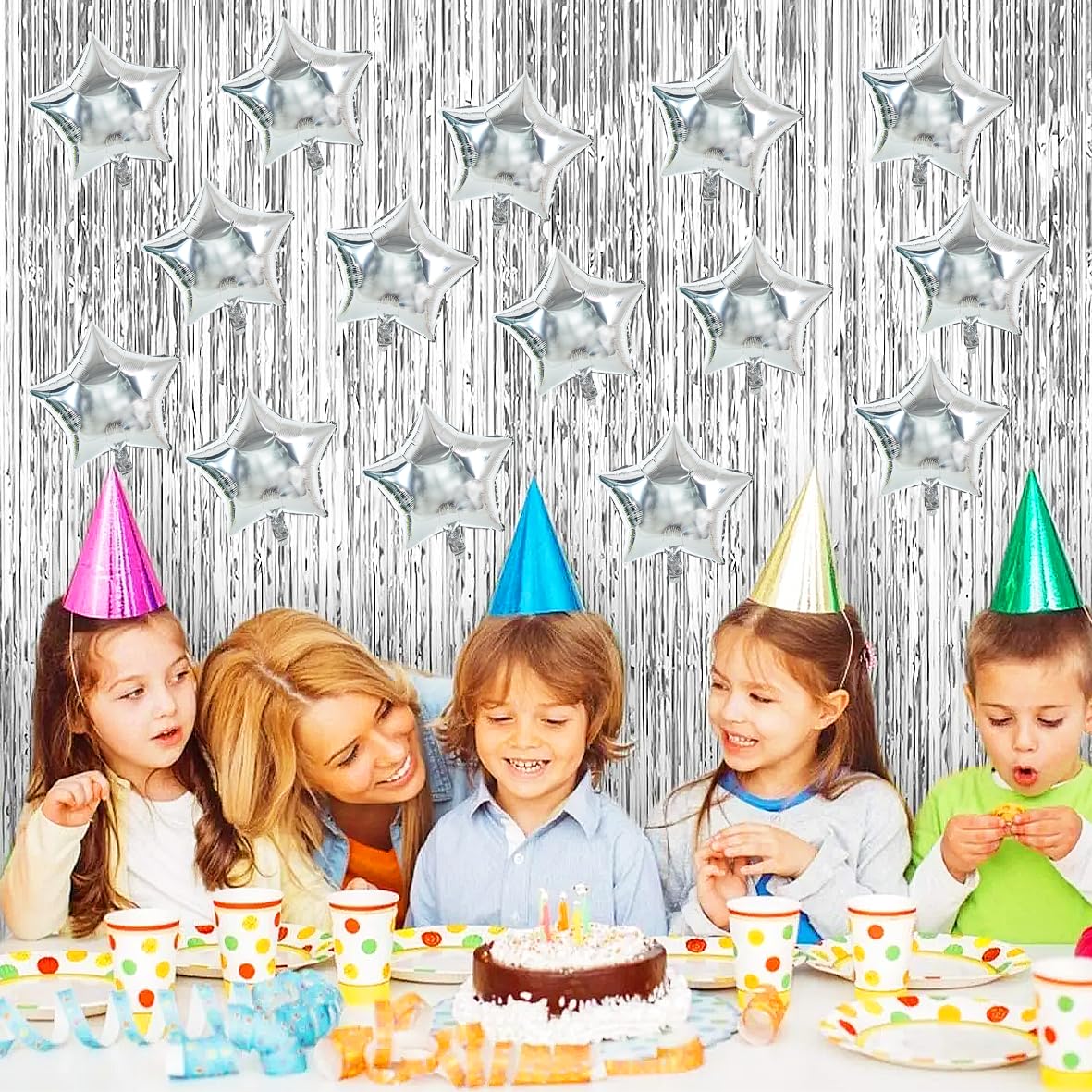 TONIFUL 50Pcs Star Balloons 5 Inch Silver Star Shape Foil Balloons Star Mylar Balloons Star Helium Birthday Balloons for Birthda