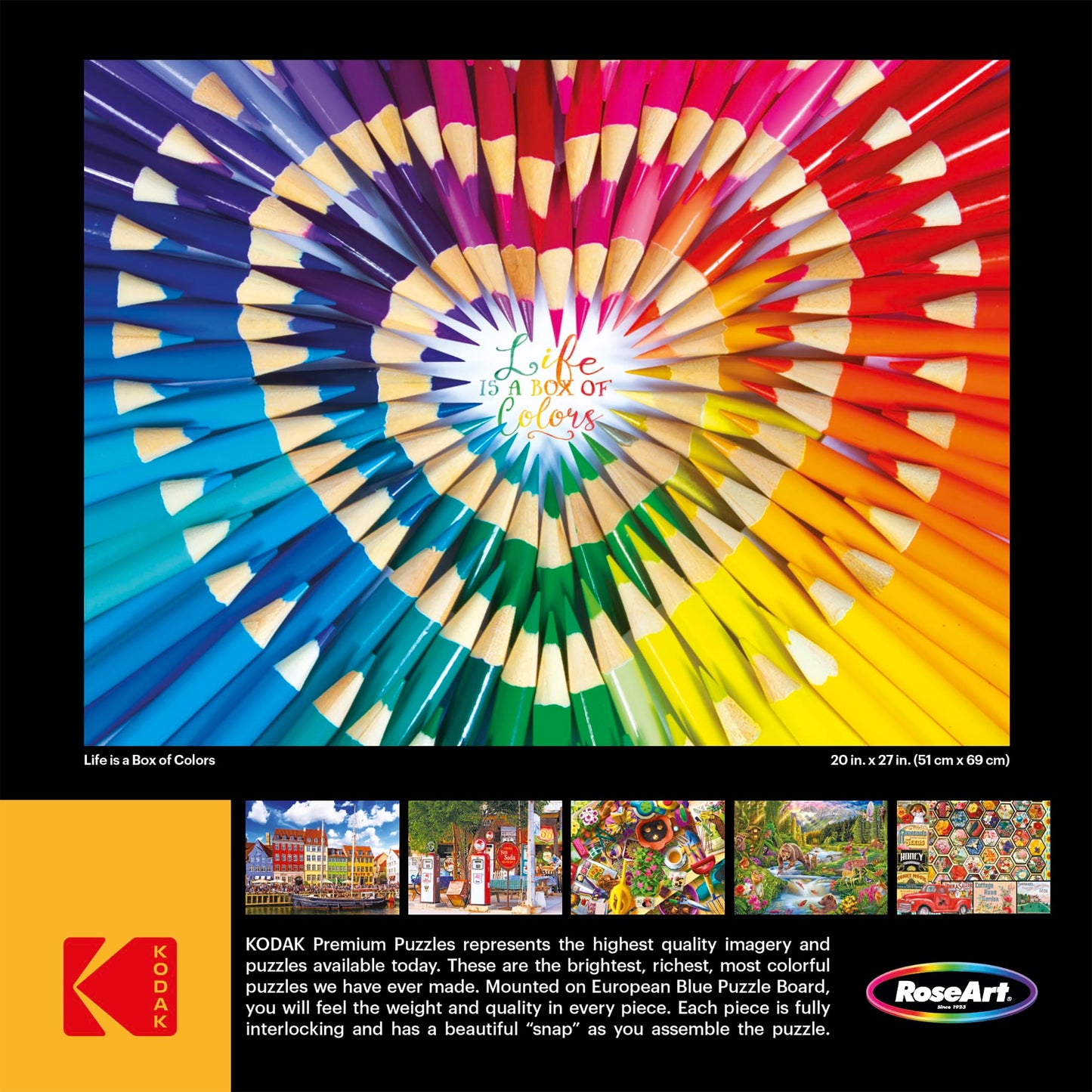 RoseArt 1000 Piece Jigsaw Puzzle - Kodak Premium, Multi-colored, Paper Material, Model 8700ZZBS, Perfect for Adults