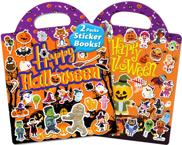 Walenced Halloween Reusable Sticker Book For Toddlers 2-4 Years, 2 Sets Halloween Stickers For Kids, Toddler Sticker Book Ages 1