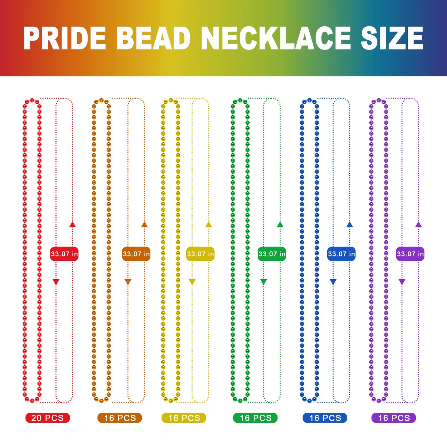 Pride Beads Stuff, Pride Necklace Accessories,100PCS 6 Kinds of LGBTQ Metallic Beads Necklace Bulk, Gay Lesbian Pride Necklace f