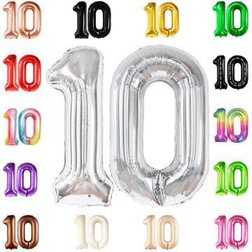 Katchon Silver 10 Balloon, 40 Inch - Birthday Decorations For Boys & 10 Year Anniversary
