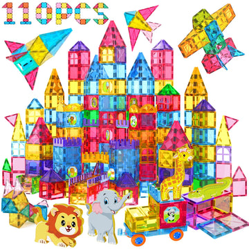 Jasonwell Magnetic Tiles Kids Magnetic Blocks Building Sets 3D Magnet Tile Building Toy Construction Educational Stem Toys Christmas Birthday Gifts For Toddlers Boys Girls 3 4 5 6 7 8 9 10 + Year Old