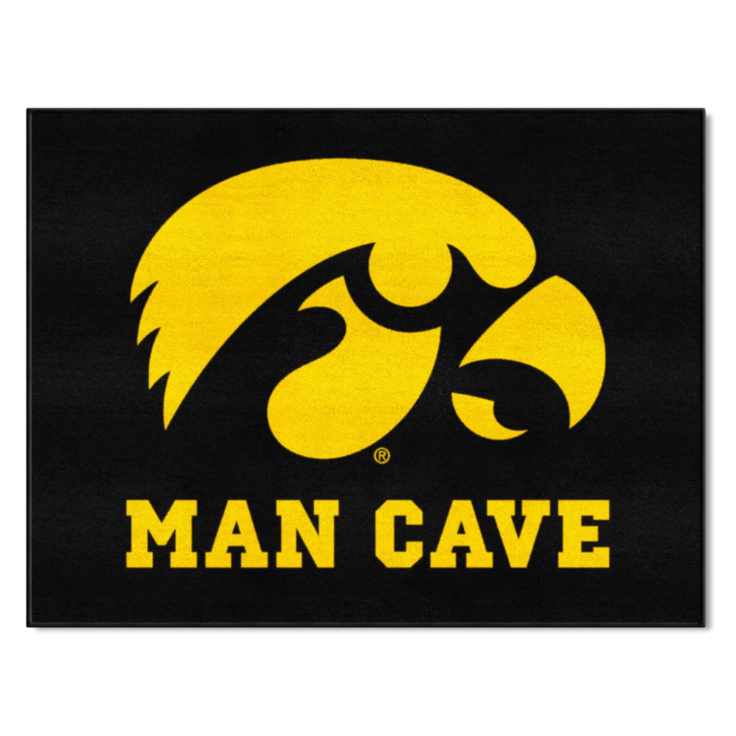 FANMATS 14645 University of Iowa All-Star Mat - Man Cave | Black | 33.75x42.5 | Tigerhawk Head Primary Logo