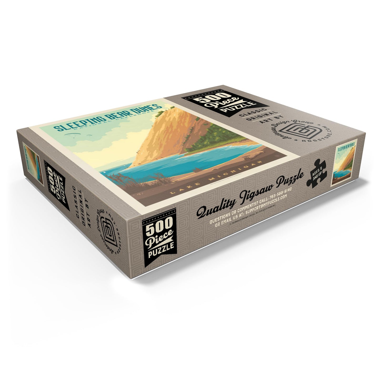 MyPuzzle 500 Piece Jigsaw Puzzle - Vintage Sleeping Bear Dunes Poster, Colorful Cardboard for Adults