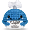 Funny Crochet Whale Son Christmas Birthday Gifts Son Gifts from Mom Dad Unique Stocking Stuffers Ideas for Men Teen Boys Big Little Grown mature-themed Bonus Step Son in Law Cute Handmade Knitted Stuff Decor