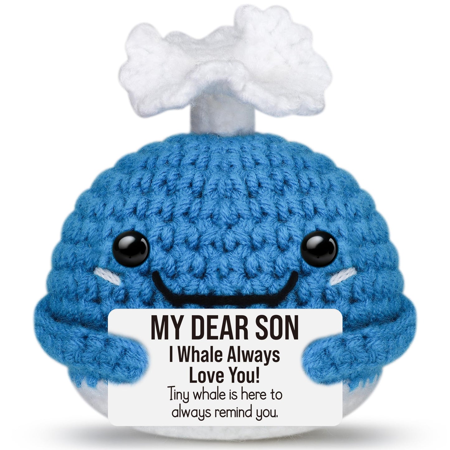 Funny Crochet Whale Son Christmas Birthday Gifts Son Gifts from Mom Dad Unique Stocking Stuffers Ideas for Men Teen Boys Big Little Grown mature-themed Bonus Step Son in Law Cute Handmade Knitted Stuff Decor
