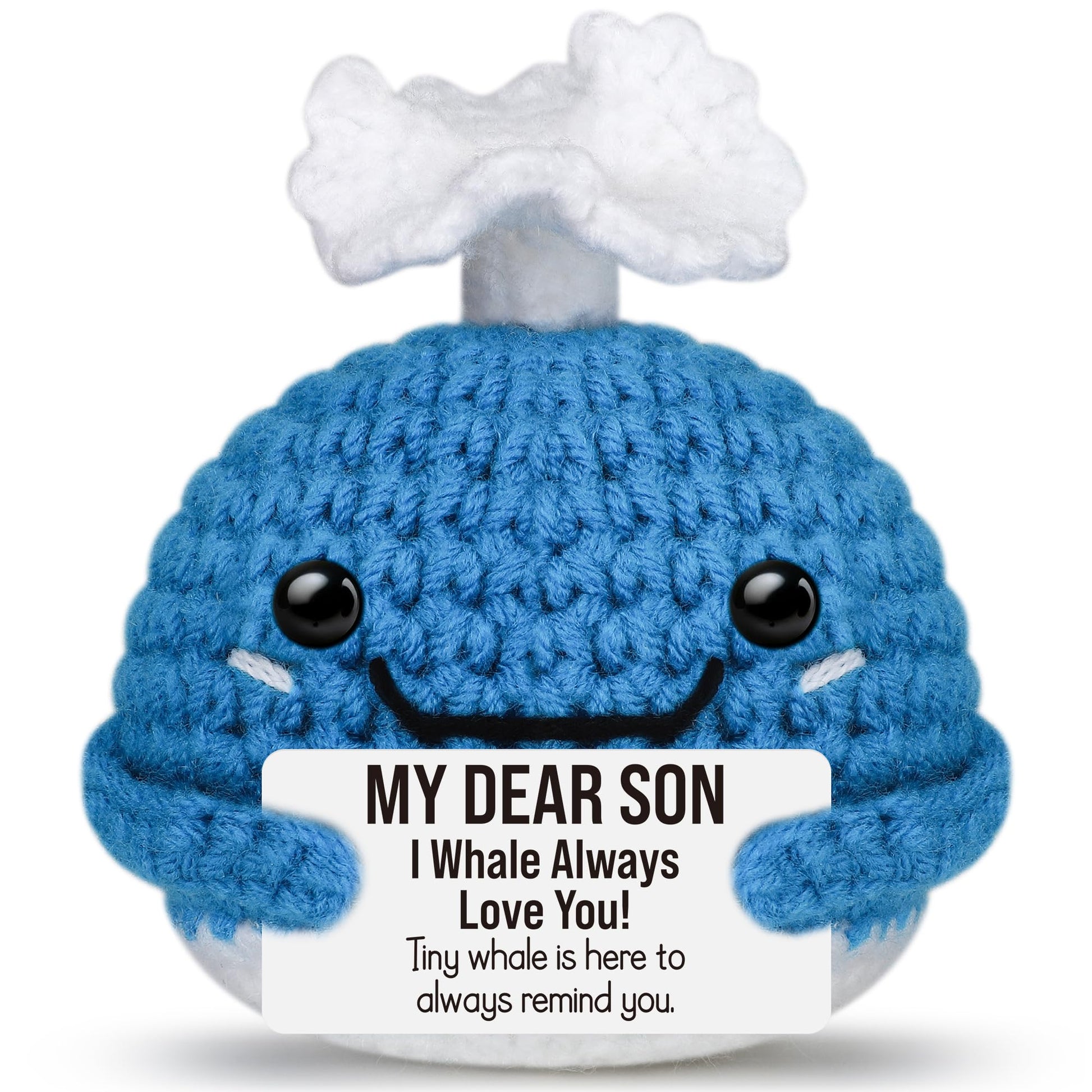 Funny Crochet Whale Son Christmas Birthday Gifts Son Gifts from Mom Dad Unique Stocking Stuffers Ideas for Men Teen Boys Big Little Grown mature-themed Bonus Step Son in Law Cute Handmade Knitted Stuff Decor
