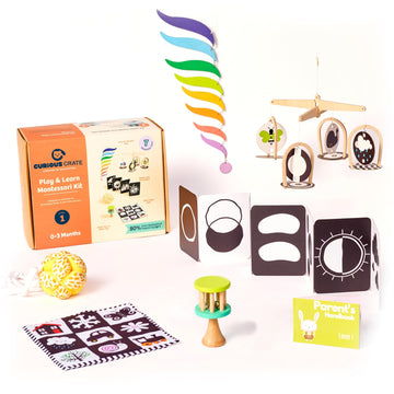 Curious Crate Wooden Montessori Toys Box For Toddlers | 9 In 1 Learning Educational Toys - Number Peg Board, Color Sorting Stack