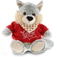 DolliBu I Love You Valentine Plush Sitting Wolf - Cuddly Soft Cute Stuffed Animal with Red Heart Shirt Gift for Valentines Day  Birthday Present  Anniversary  Romantic Date - 9 Inches